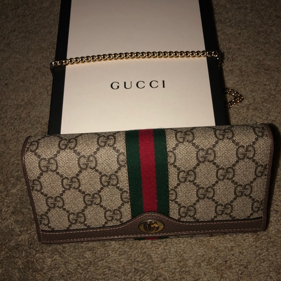 gucci ophidia gg supreme canvas flap wallet on chain